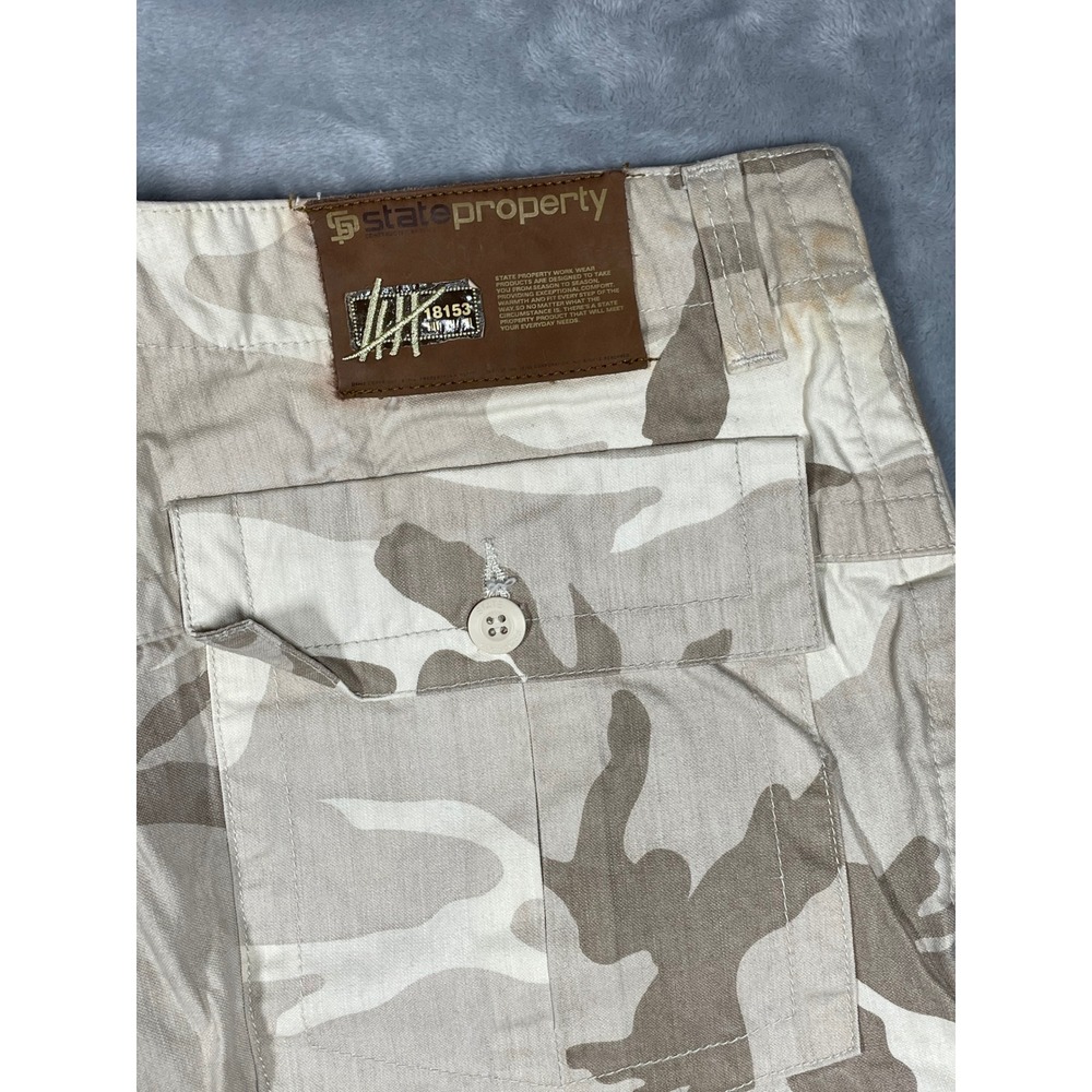 State Property Mens 34 Desert Camo Cargo Pants Vintage Y2K Streetwear Baggy Tan